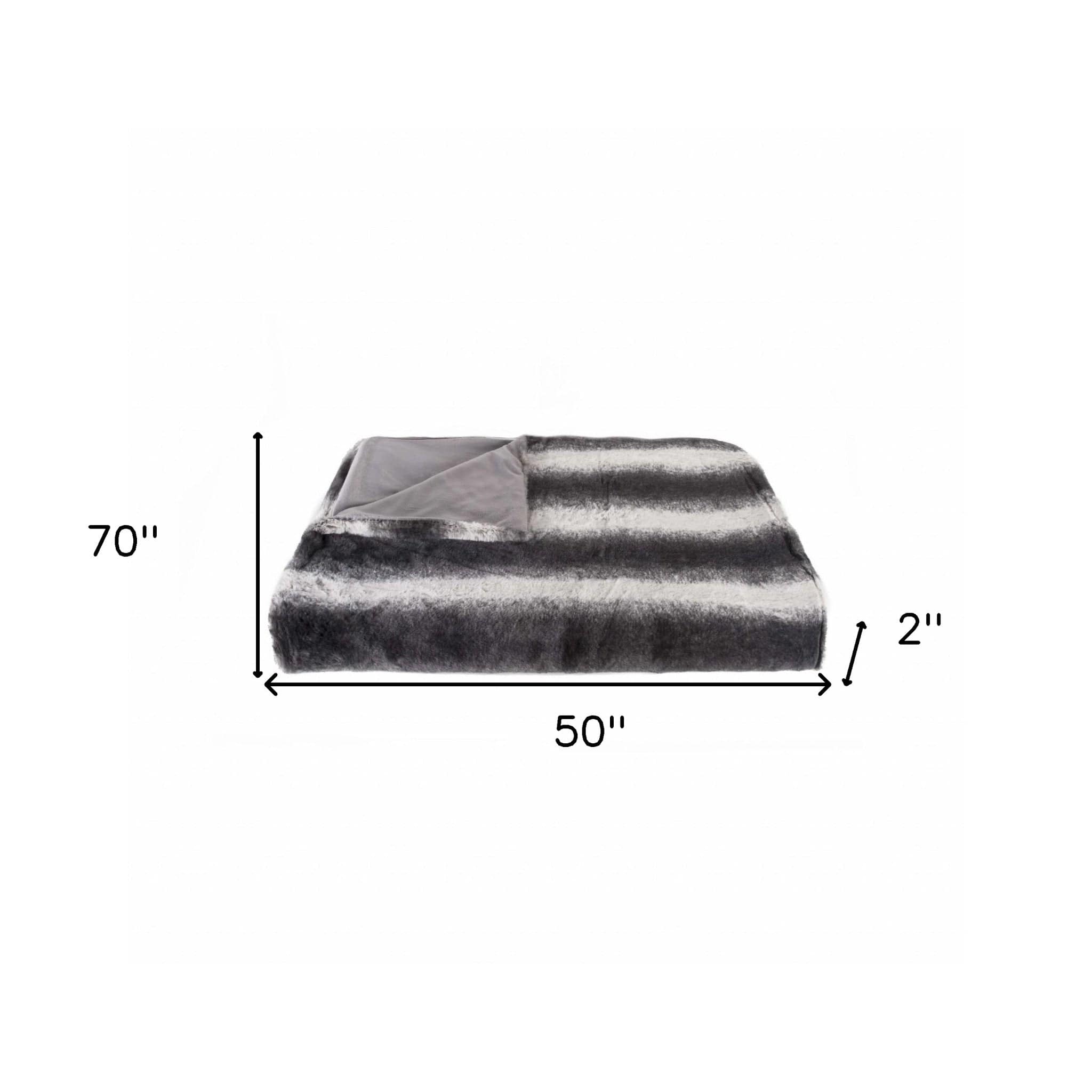 50" X 70" Gray and White Faux Fur Striped Plush Throw Blanket - Homeroots - Flyclothing LLC