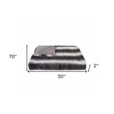 50" X 70" Gray and White Faux Fur Striped Plush Throw Blanket - Homeroots - Flyclothing LLC