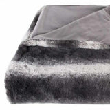 50" X 70" Gray and White Faux Fur Striped Plush Throw Blanket - Homeroots - Flyclothing LLC