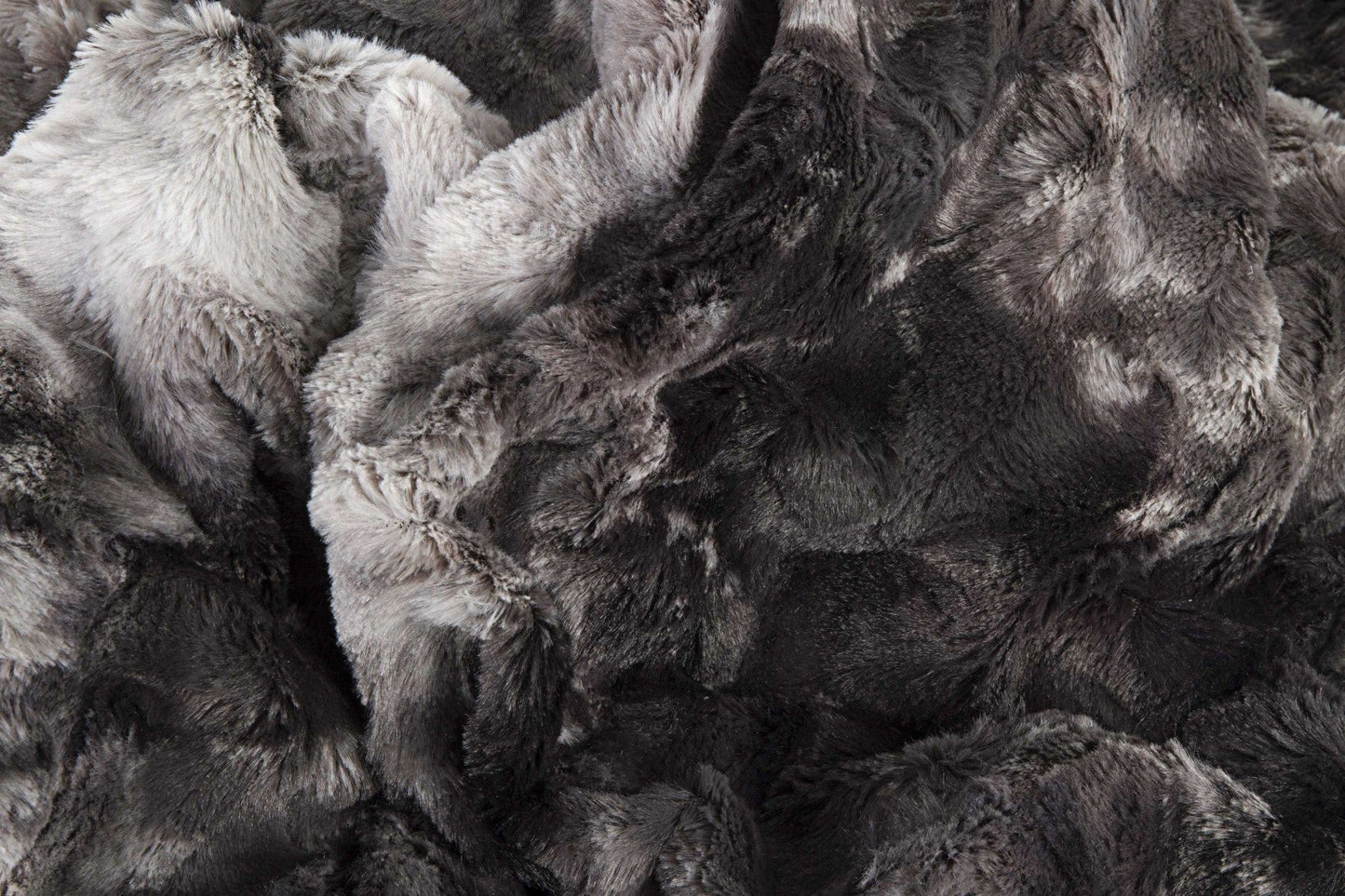 50" X 70" Dark Gray and Ivory Faux Fur Plush Throw Blanket - Homeroots - Flyclothing LLC