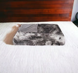 50" X 70" Dark Gray and Ivory Faux Fur Plush Throw Blanket - Homeroots