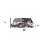 50" X 70" Dark Gray and Ivory Faux Fur Plush Throw Blanket - Homeroots - Flyclothing LLC