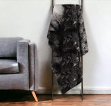 50" X 70" Dark Gray and Ivory Faux Fur Plush Throw Blanket - Homeroots