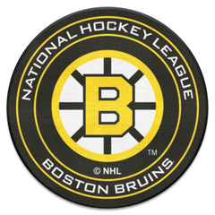 Retro NHL Boston Bruins Hockey Puck Rug - 27in. Diameter - Boston Bruins