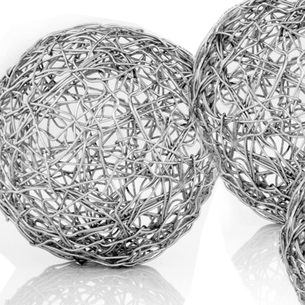 Set of Three Silver Wire 3" Decorative Orbs - Homeroots
