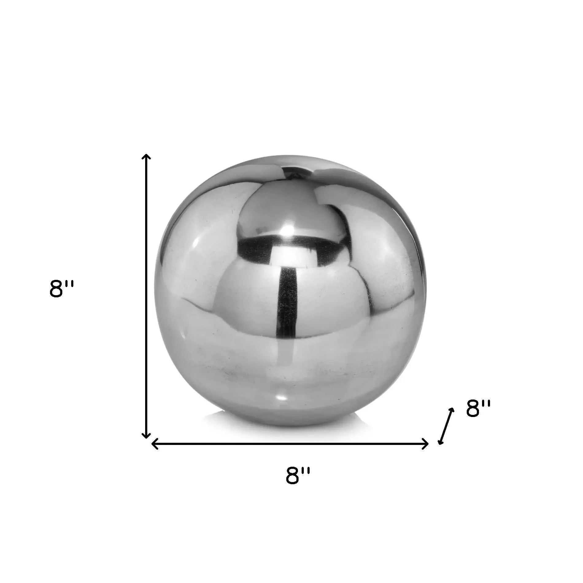 8" X 8" X 8" Buffed Polished Sphere - Homeroots - Flyclothing LLC