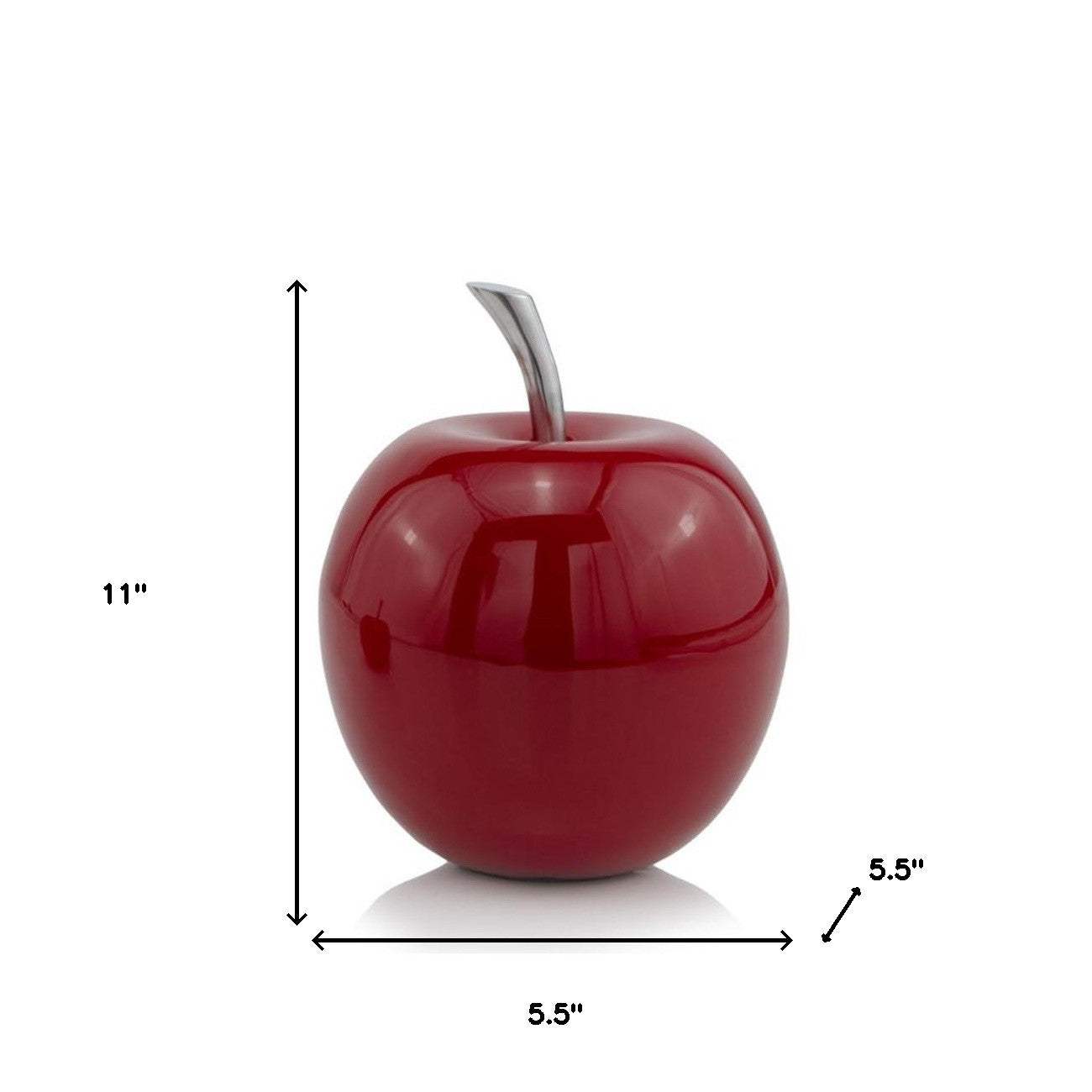 11" Red and Silver Aluminum Decorative Apple - Homeroots - Flyclothing LLC