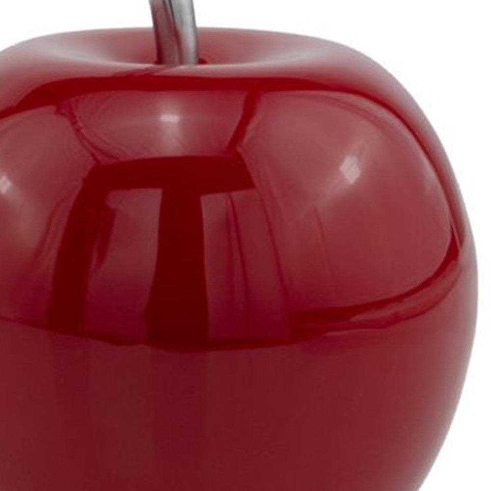 11" Red and Silver Aluminum Decorative Apple - Homeroots - Flyclothing LLC