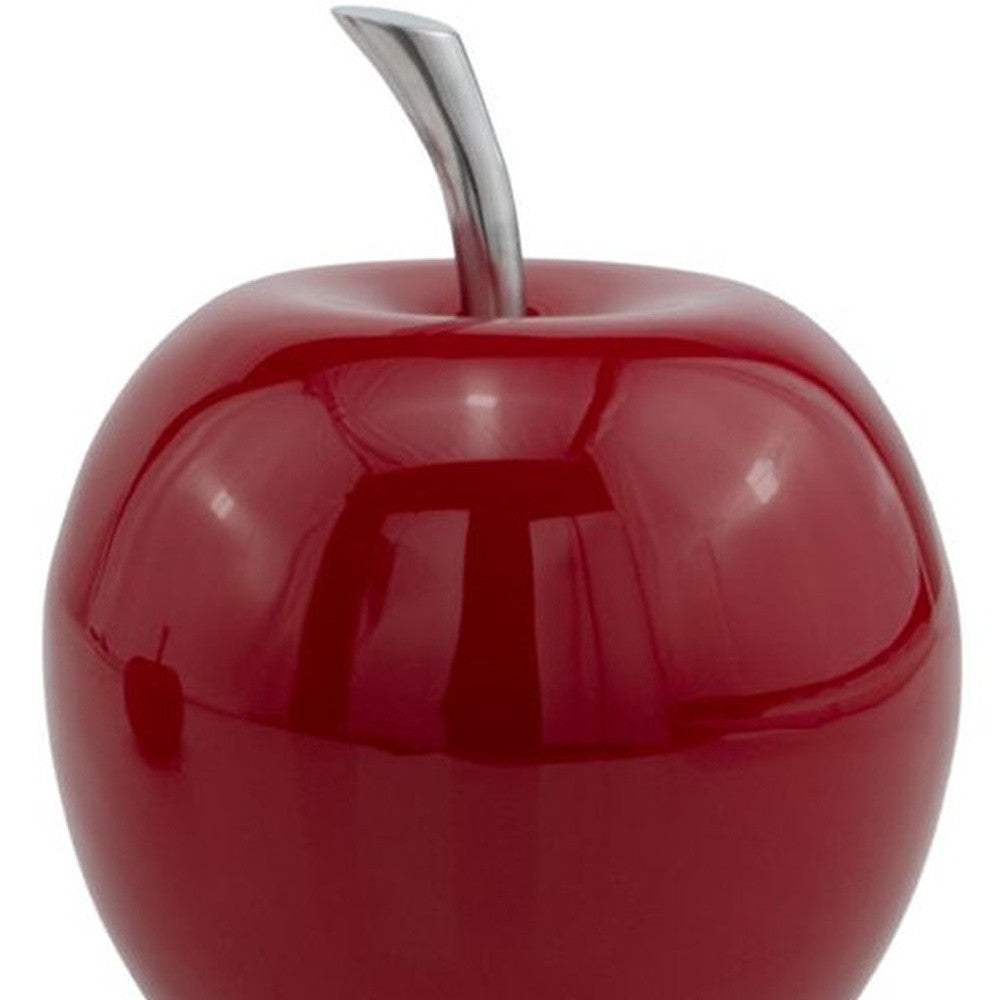11" Red and Silver Aluminum Decorative Apple - Homeroots - Flyclothing LLC