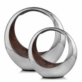 16" Silver and Brown Buffed Aluminum Decorative Bowl - Homeroots