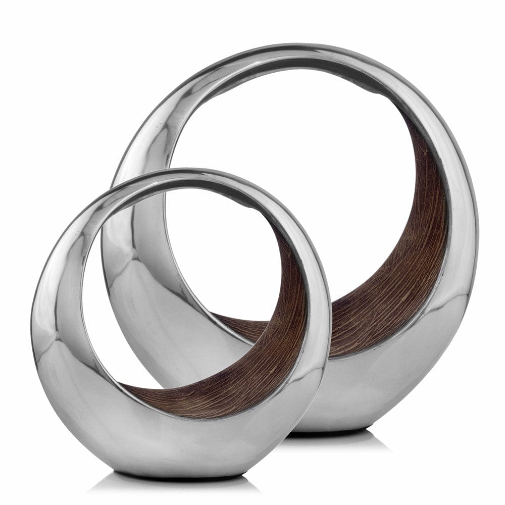 16" Silver and Brown Buffed Aluminum Decorative Bowl - Homeroots - Flyclothing LLC