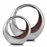 16" Silver and Brown Buffed Aluminum Decorative Bowl - Homeroots