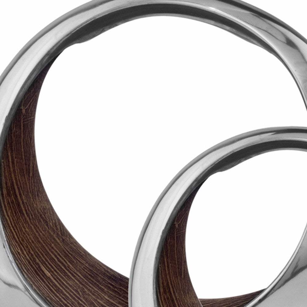 16" Silver and Brown Buffed Aluminum Decorative Bowl - Homeroots - Flyclothing LLC