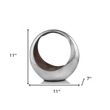 11" Brown and Silver Aluminum Circular Decorative Bowl - Homeroots