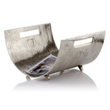 17" Brushed Silver Modern Magazine Basket - Homeroots