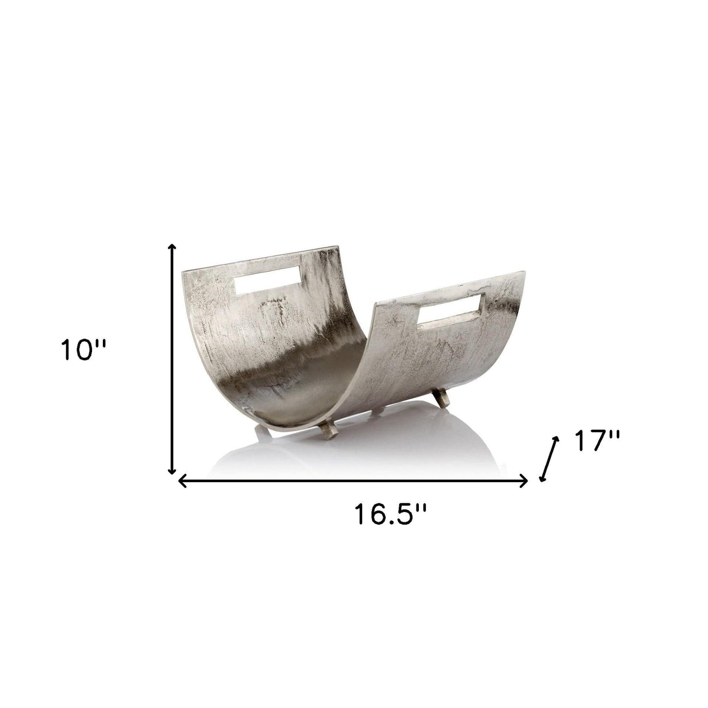 17" Brushed Silver Modern Magazine Basket - Homeroots - Flyclothing LLC