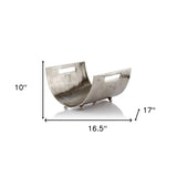 17" Brushed Silver Modern Magazine Basket - Homeroots - Flyclothing LLC