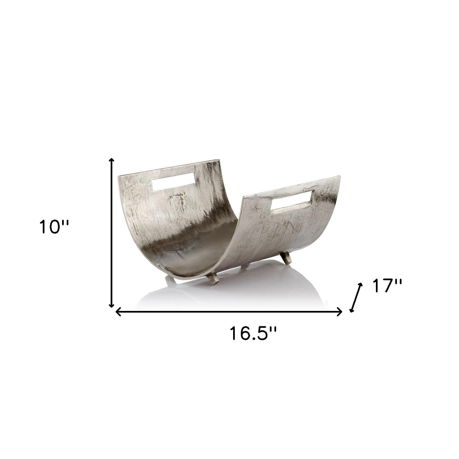 17" Brushed Silver Modern Magazine Basket - Homeroots - Flyclothing LLC