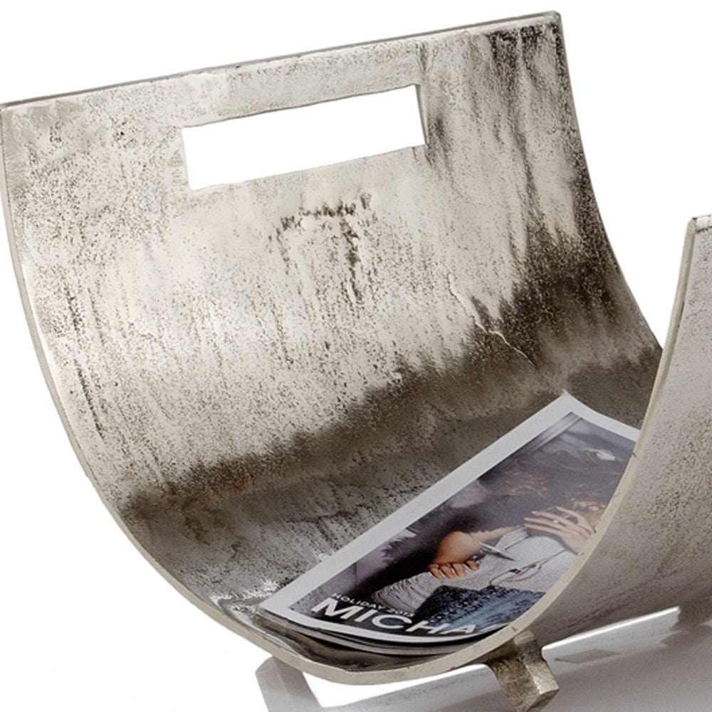 17" Brushed Silver Modern Magazine Basket - Homeroots - Flyclothing LLC