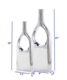 Set of Two Silver Aluminum Modern Hole Table Vases - Homeroots - Flyclothing LLC