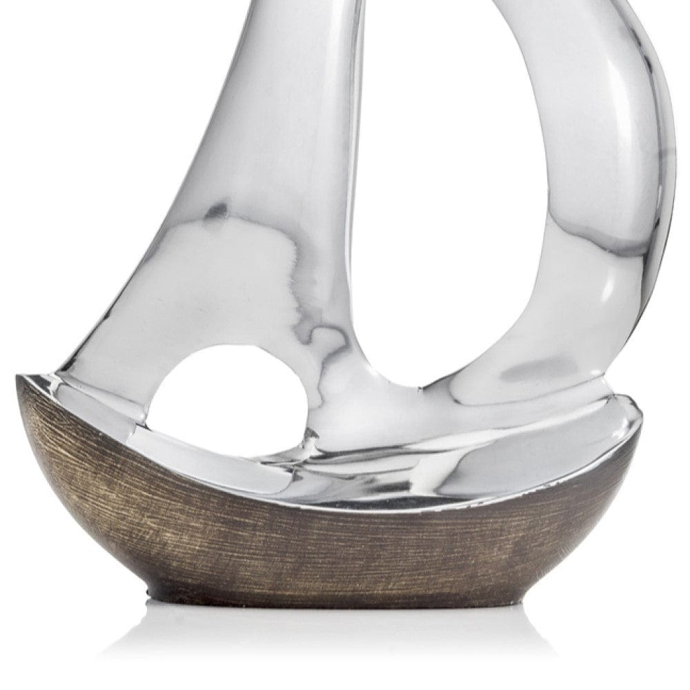 12" Brown and Silver Buffed Aluminum Sailboat Tabletop Sculpture - Homeroots