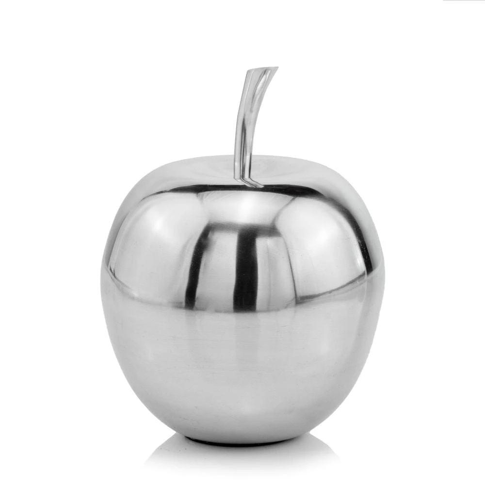 11" Silver Buffed Aluminum Decorative Apple Tabletop Sculpture - Homeroots