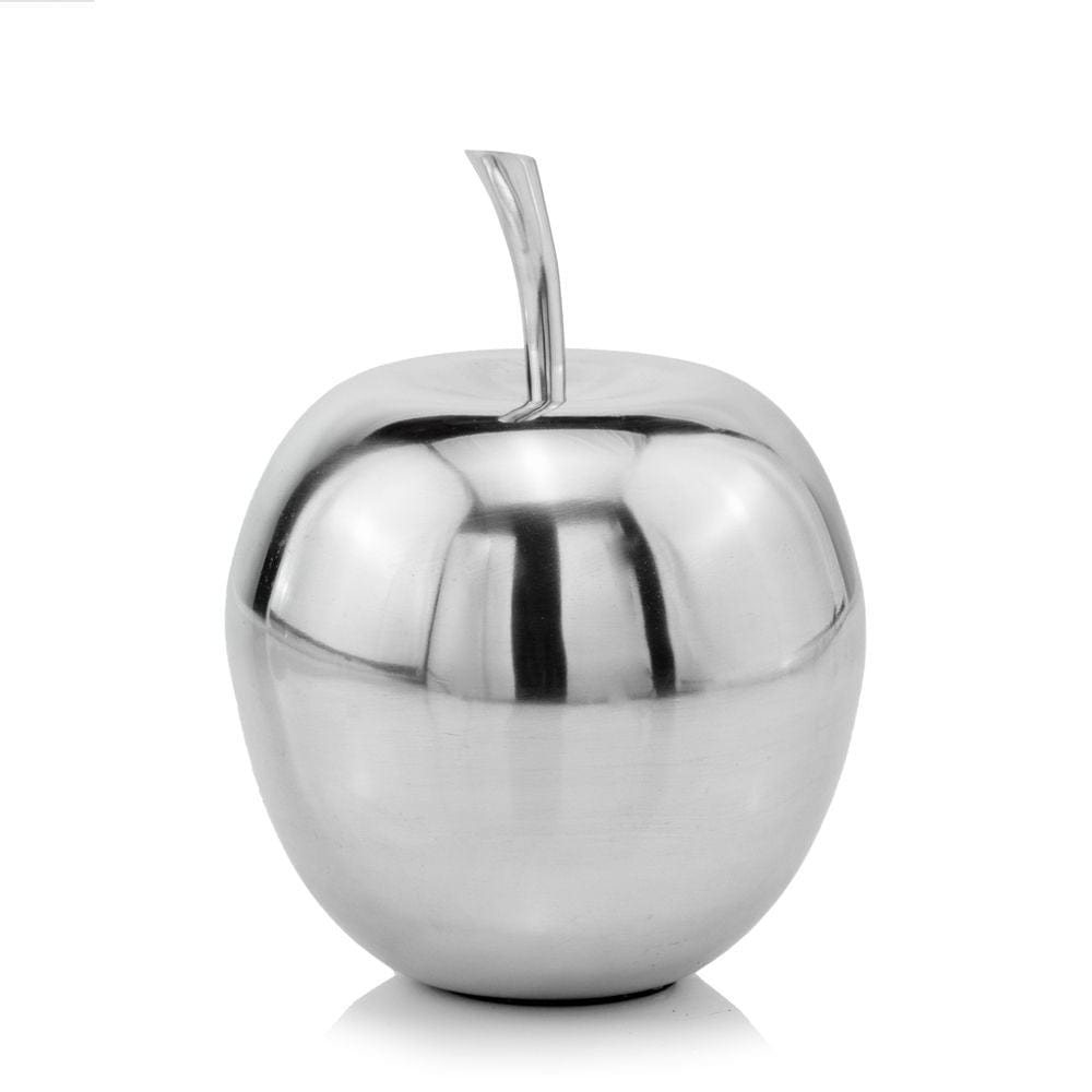 11" Silver Buffed Aluminum Decorative Apple Tabletop Sculpture - Homeroots