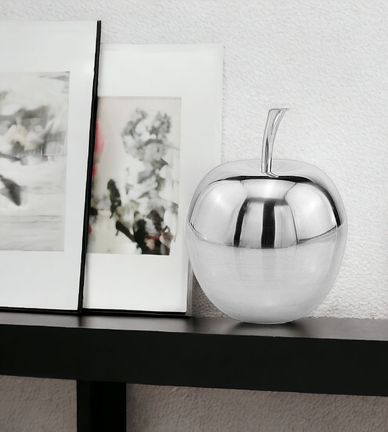 11" Silver Buffed Aluminum Decorative Apple Tabletop Sculpture - Homeroots - Flyclothing LLC