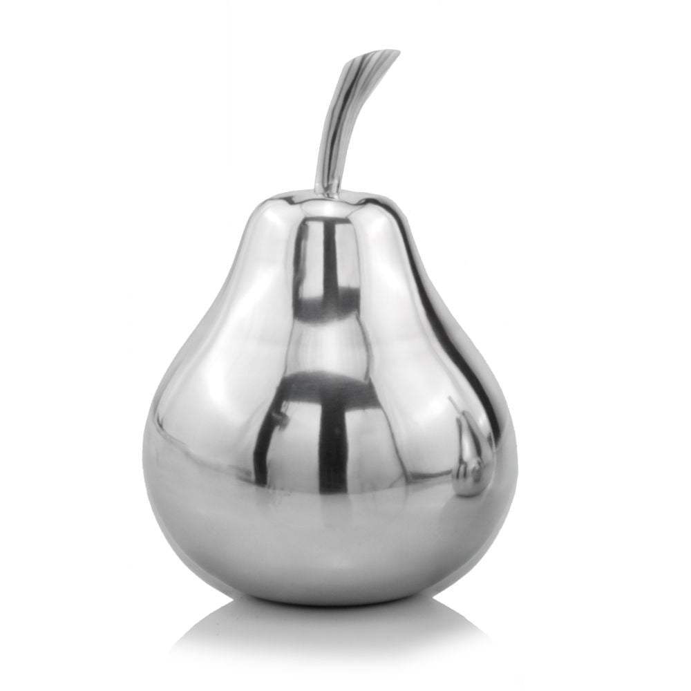 11" Silver Buffed Aluminum Decorative Pear Tabletop Sculpture - Homeroots - Flyclothing LLC