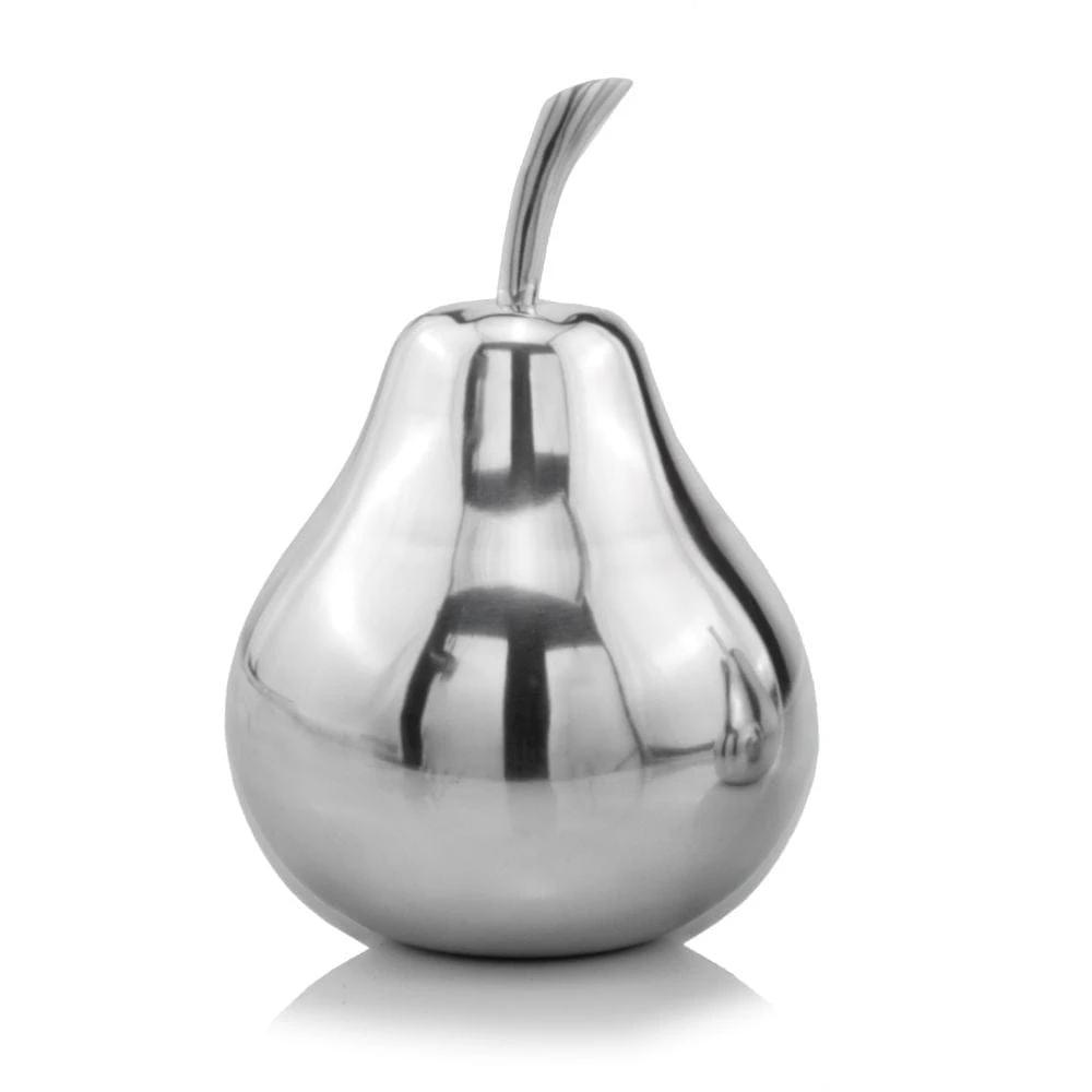 11" Silver Buffed Aluminum Decorative Pear Tabletop Sculpture - Homeroots