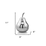 11" Silver Buffed Aluminum Decorative Pear Tabletop Sculpture - Homeroots