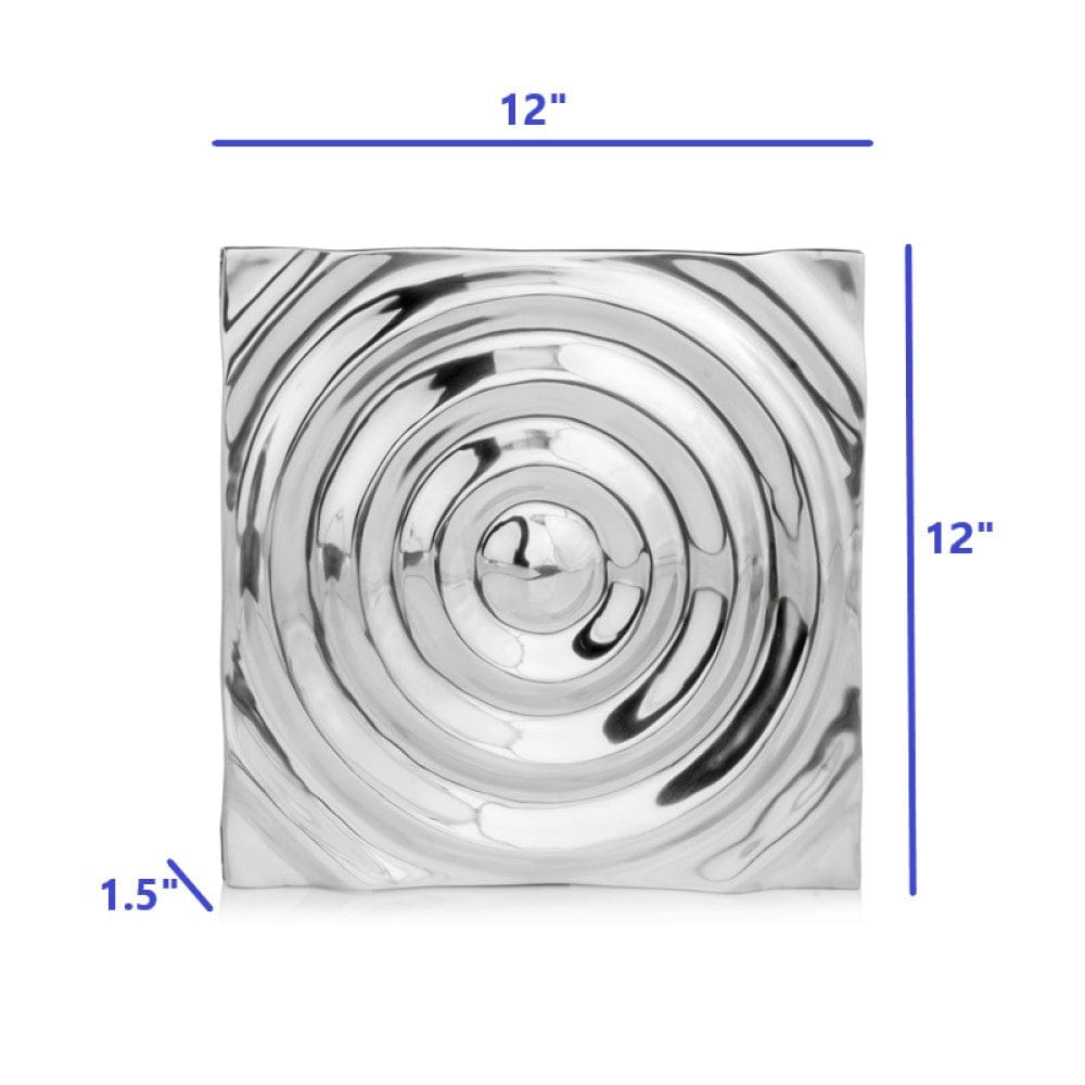 12" X 12" Silver Metallic Buffed Aluminum Abstract Ripple Wall Decor - Homeroots
