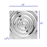 12" X 12" Silver Metallic Buffed Aluminum Abstract Ripple Wall Decor - Homeroots