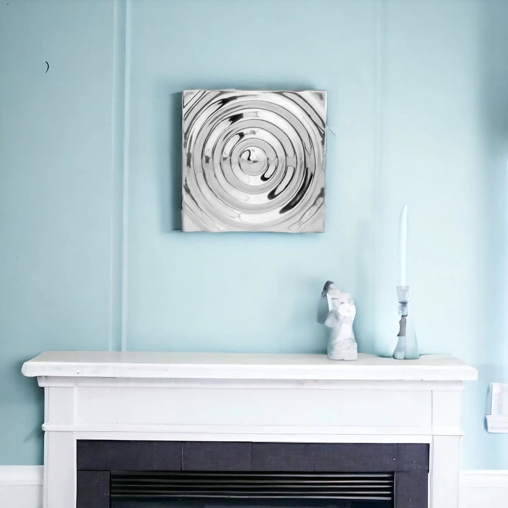 12" X 12" Silver Metallic Buffed Aluminum Abstract Ripple Wall Decor - Homeroots