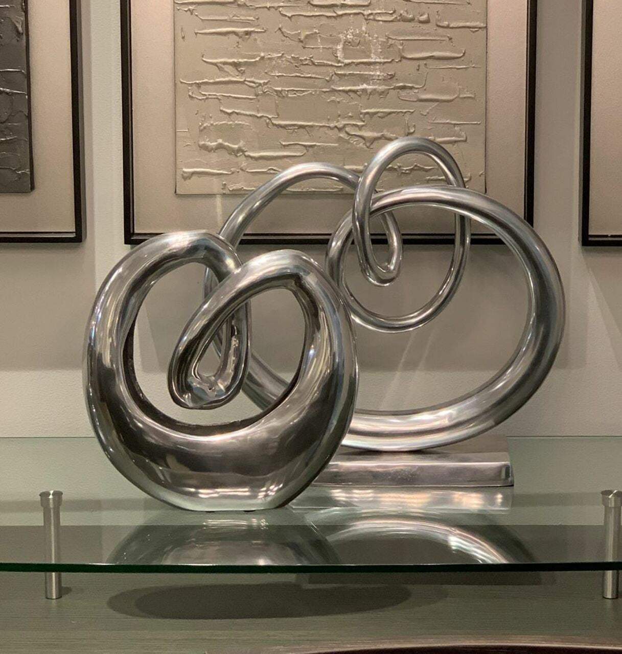 17" Silver Buffed Aluminum Tabletop Sculpture - Homeroots - Flyclothing LLC