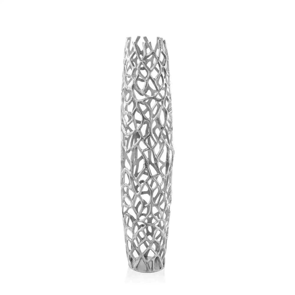 40" Aluminum Silver Twigs Cylinder Floor Vase - Homeroots - Flyclothing LLC