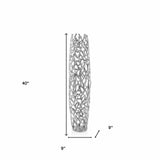 40" Aluminum Silver Twigs Cylinder Floor Vase - Homeroots