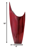 18" Red Aluminum Contemporary Pointed Table Vase - Homeroots