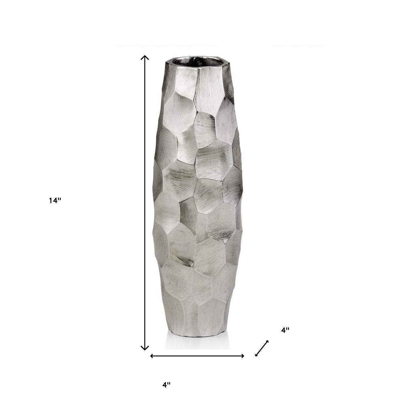 14" Aluminum Silver Cylinder Table Vase - Homeroots - Flyclothing LLC