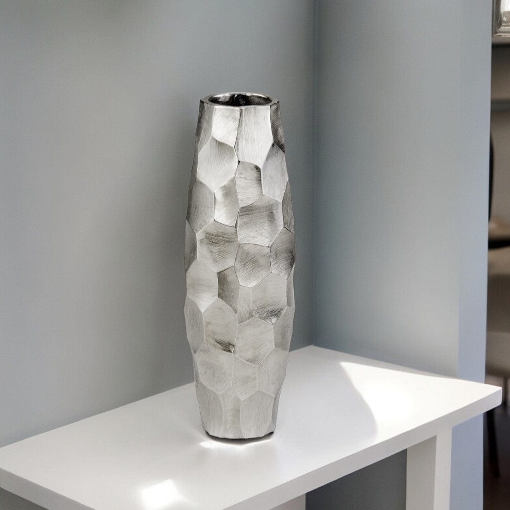 14" Aluminum Silver Cylinder Table Vase - Homeroots - Flyclothing LLC