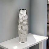 14" Aluminum Silver Cylinder Table Vase - Homeroots