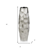 14" Aluminum Silver Cylinder Table Vase - Homeroots