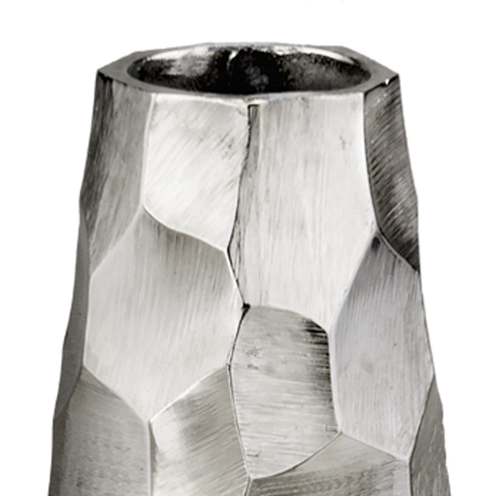14" Aluminum Silver Cylinder Table Vase - Homeroots