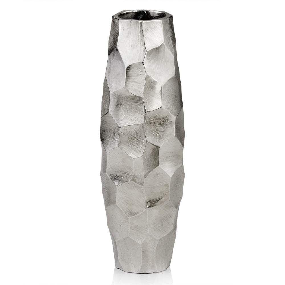 14" Aluminum Silver Cylinder Table Vase - Homeroots - Flyclothing LLC