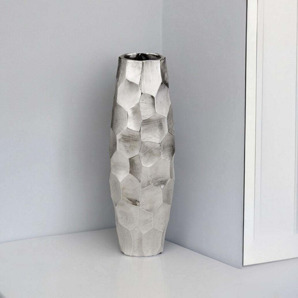 14" Aluminum Silver Cylinder Table Vase - Homeroots - Flyclothing LLC