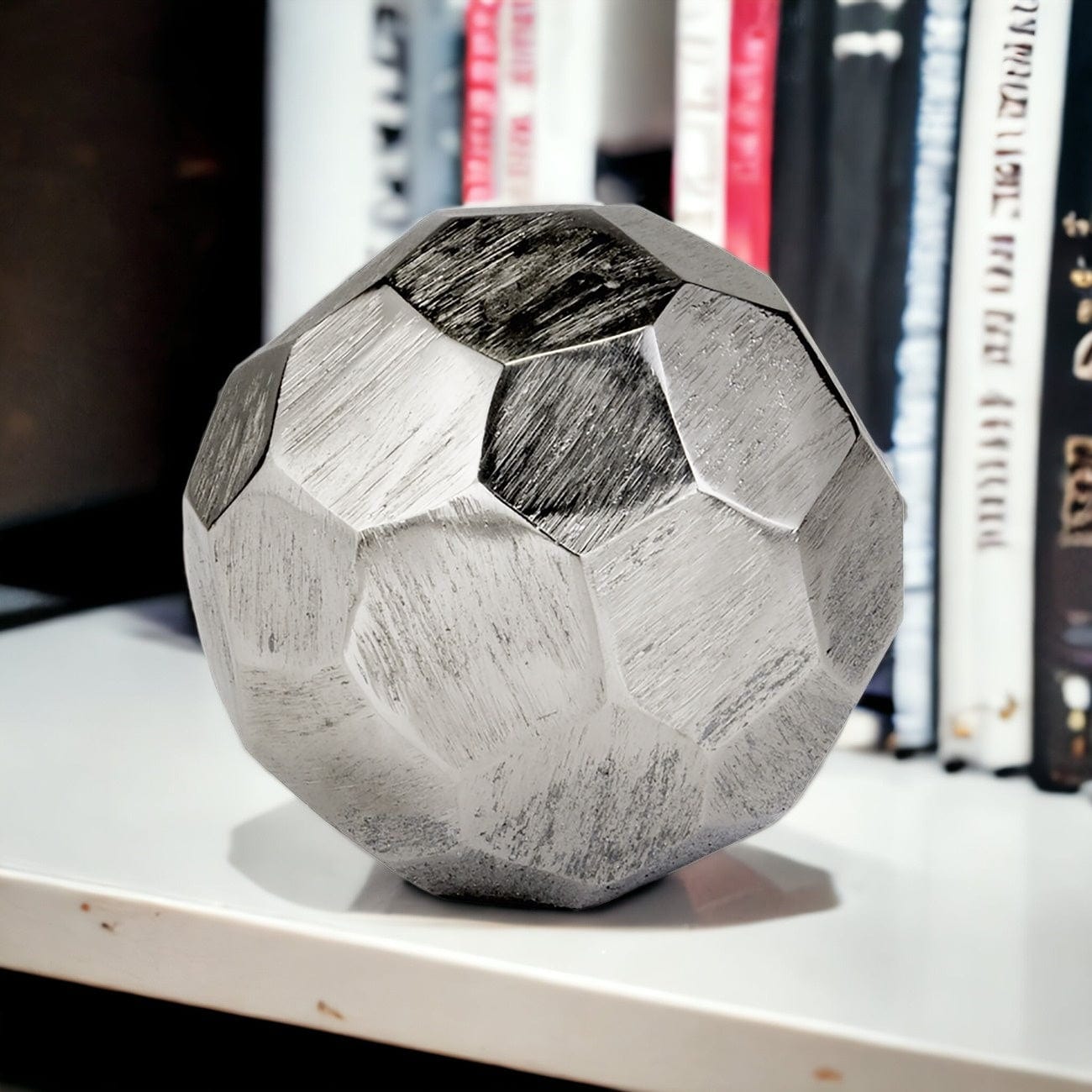 4" Silver Rough Hewn Faceted Sphere - Homeroots - Flyclothing LLC