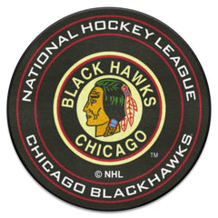 NHLRETRO Chicago Blackhawks Hockey Puck Rug - 27in. Diameter - Chicago Blackhawks