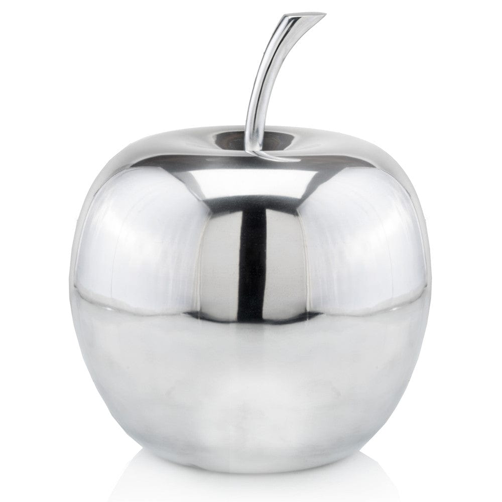 13" Silver Buffed Aluminum Decorative Apple Tabletop Sculpture - Homeroots