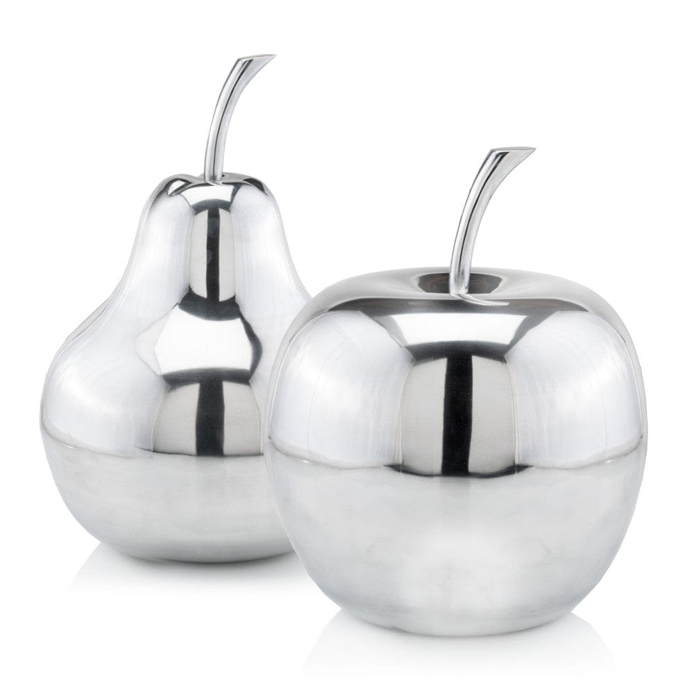 13" Silver Buffed Aluminum Decorative Apple Tabletop Sculpture - Homeroots