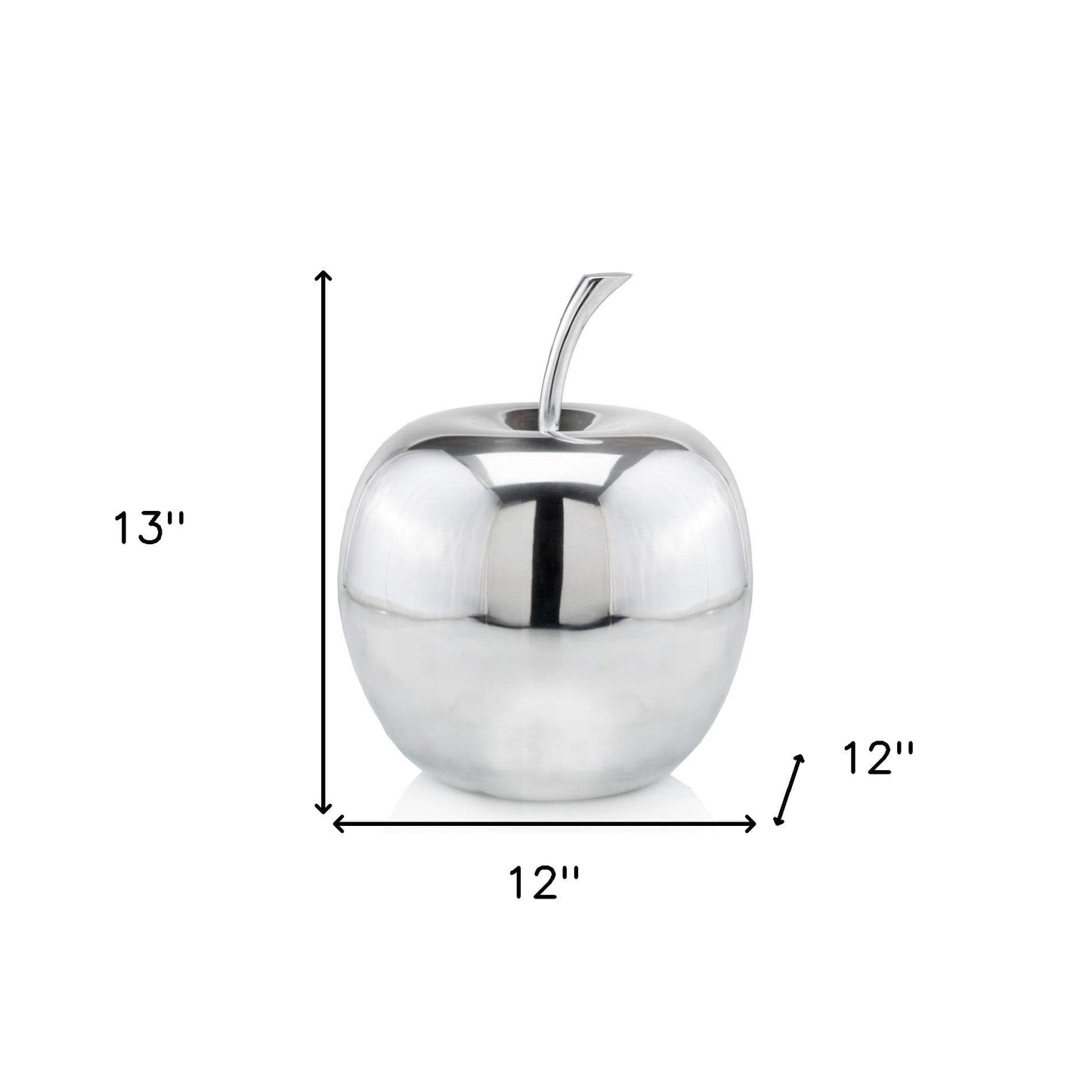 13" Silver Buffed Aluminum Decorative Apple Tabletop Sculpture - Homeroots - Flyclothing LLC